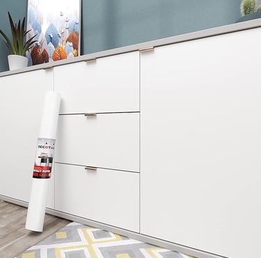 Peel and Stick White Kitchen Wallpaper for Minimalist Cabinet Makeover