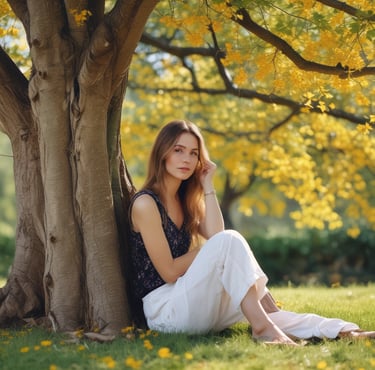 A smiling woman sitting in a cozy therapy room.