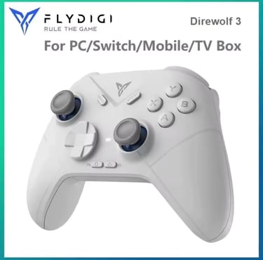 Flydigi Direwolf 3 white wireless gaming controller for PC, Switch, and mobile gaming.