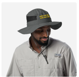 Man in a gray gardening hat