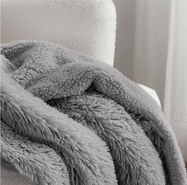 grey fuzzy blanket