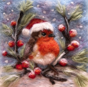  Needle Felted Christmas Robin Picture