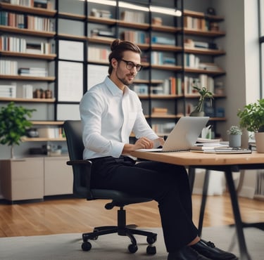 A spacious warehouse with tall shelves filled with various boxes and pallets. A yellow forklift is parked in the aisle, surrounded by organized inventory. The environment appears clean and well-lit, with items neatly stacked on metal racks.