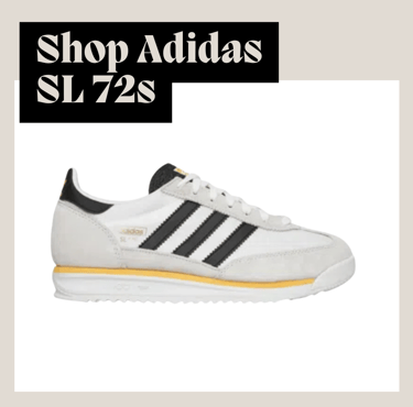 An image of Adidas SL 72 sneakers, with the text "Shop Adidas Sl 72s"