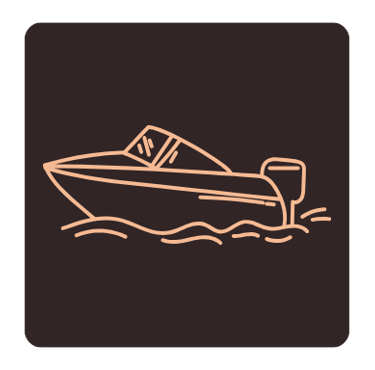 Line art illustration depicting a boat for motorboat welding and fabrication services.