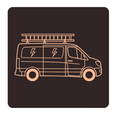 Line art illustration depicting a welding services van for trailer and vehicle welding services.