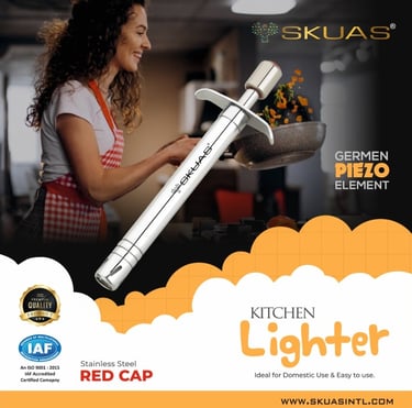 16MM Red SS Cap Kitchen Gas Lighter. Weight 70gm, Chromium Pipe.