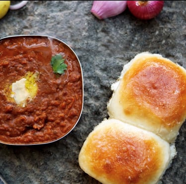A flavorful Indian Street Food called Pav Bhaji.