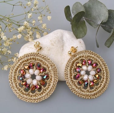 boucles d'oreilles au crochet et perles Bellissima