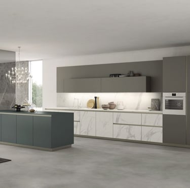 cucina moderna effetto marmo