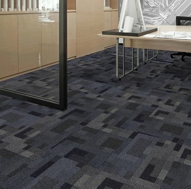 Garfield2 commercial carpet tile with block-style quarter-turn design, ideal for office and retail spaces in London, Ontario.