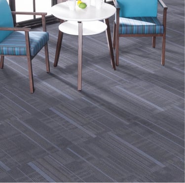 Garfield5 linear pattern commercial carpet tile installed in a modern office in London, Ontario
