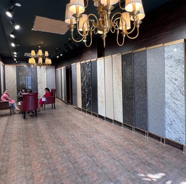 Granite showcase at gold stone granites in mohali.