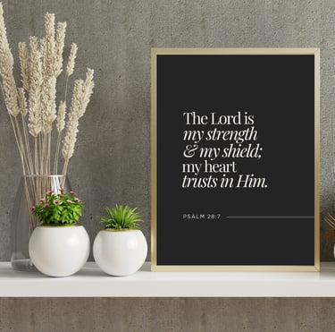 home décor with a black and white biblical quote