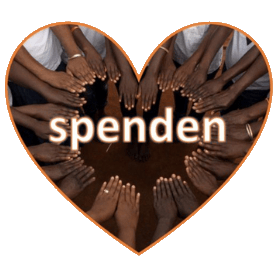 Herz aus Kinderhänden mit Aufschrift spenden
