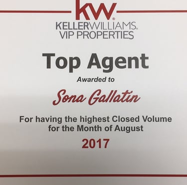 Award to Sona Gallatin KW VIP
