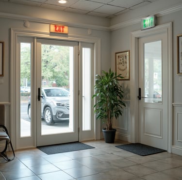 Inside of a commercial business. Office