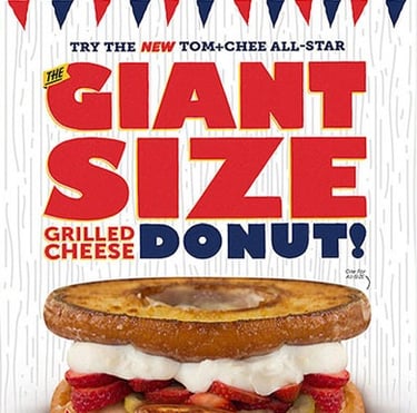 a giant size grilled cheese donut ad
