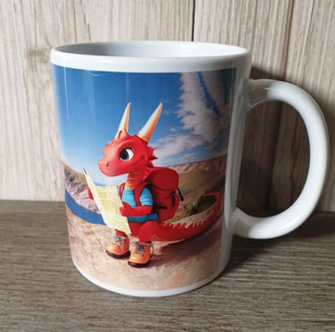 Designer dragon mug postcard