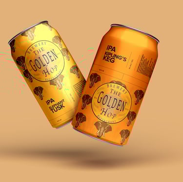 two cans of beer on a brown background