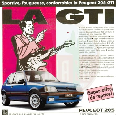 PUB peugeot 205 gti miami suisse
