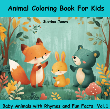 Animal Coloring Book Cover with baby animals