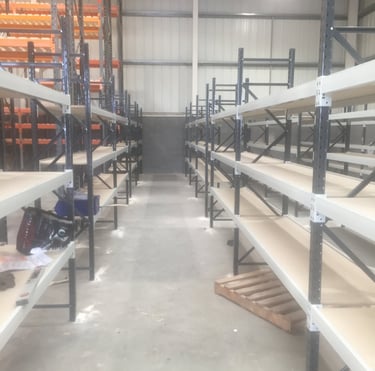 Shelving in Warehouse with chipboard