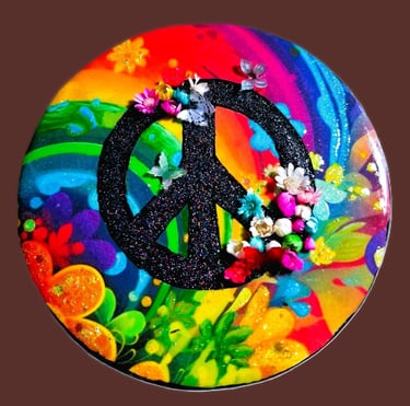 Peace sign with bright flowers
