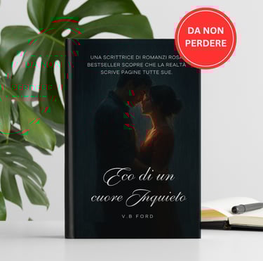 Il romanzo rosa Not the Beginning, Not the End di V.B. Ford in esposizione, con una copertina intens