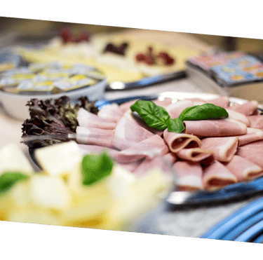 a table with a variety of food items