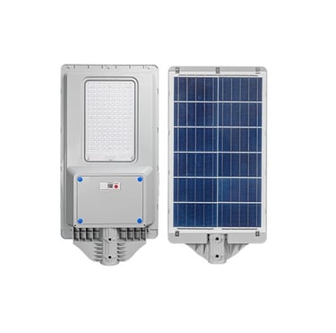 a solar powered street light with a solar panel