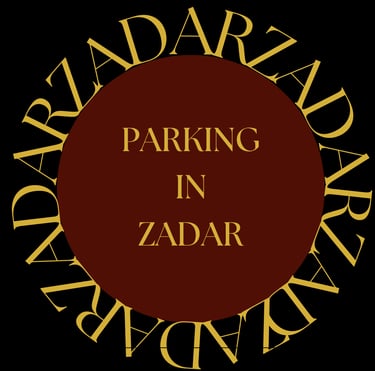 Letters KINKY surrounding a purple circle. Title inside the circle: Parking in Zadar