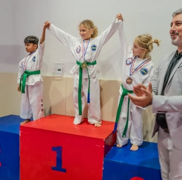 Hwa Rang Taekwon-Do Green Belts on Podium 2025