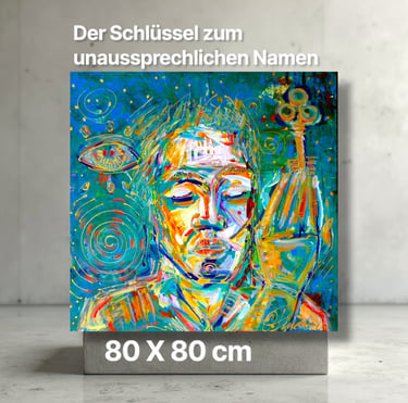 Abstraktes und figuratives Gemälde von Romeo Opincaru, lebendige Farben, Acryl auf Leinwand