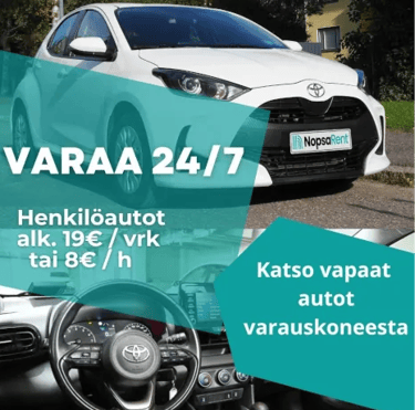Henkilöautot alkaen 8€/h, 19€/pv Helppo varaus ja avaimeton käyttö puhelimella.