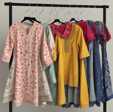 A vibrant display of colorful casual shirts neatly arranged on wooden hangers.