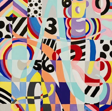 Abstract art with shapes and colors to brighten any space in any room