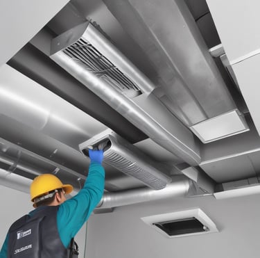 A showroom displaying a variety of air conditioners neatly arranged on two walls. Each unit is placed on shelves with price tags and brand logos visible. The floor is polished and the ceiling has fluorescent lighting.