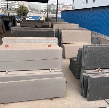granite slabs in a gold stoen granites store warehouse Mohali