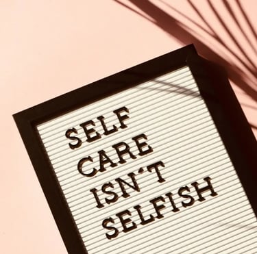 a feminine picture with frame with reminder Self-care isn't selfish