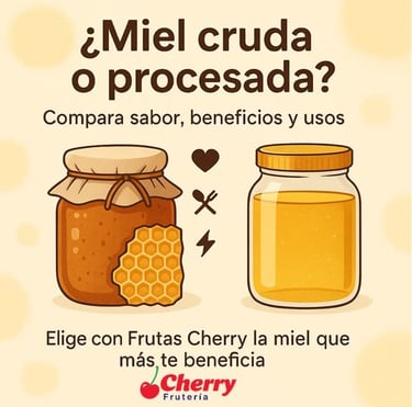 Comparativa visual de miel cruda y procesada