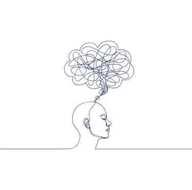 nuage qui sort de la tête symbolisant la pensée désorganisée