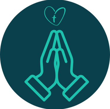 Praying hands icon illustrating that Christian writers have purposeful partnerships with KingdomCOMM
