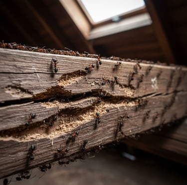 Présence de fourmis charpentières dans une boiserie à Genève