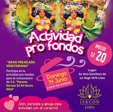 Frejolada bailable. Colecta para la renovación de las Deidades de Iskcon Lima