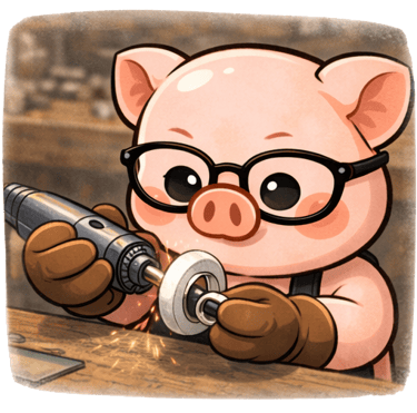 The Artisan Lab Designs mascot Milo is polishing the silver ring