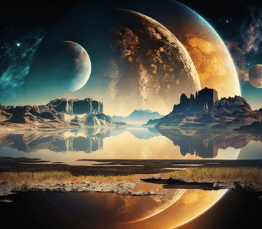 a view of a planet with a planet in the background