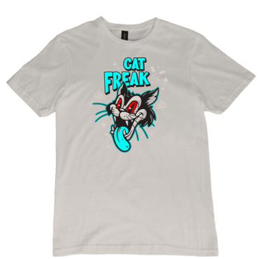 Cat Freak cartoon cat ice gray short sleeve t-shirt
