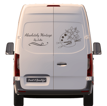 Image of a van with Absolutely Mintage written on it to show the collection and delivery service available