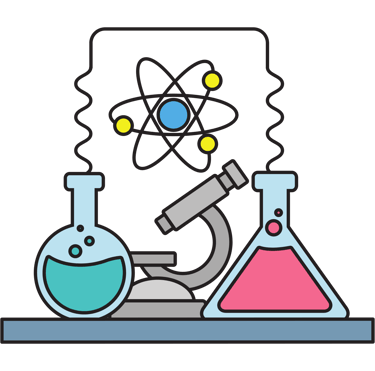 "Chemistry tuition icon featuring a beaker and chemical elements for personalized learning."